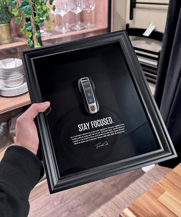 Stay Focused Porsche Key Frame Motivational Wall Art