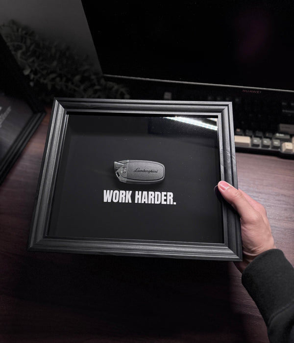 Lamborghini Key Frame WORK HARDER Motivational Wall Art
