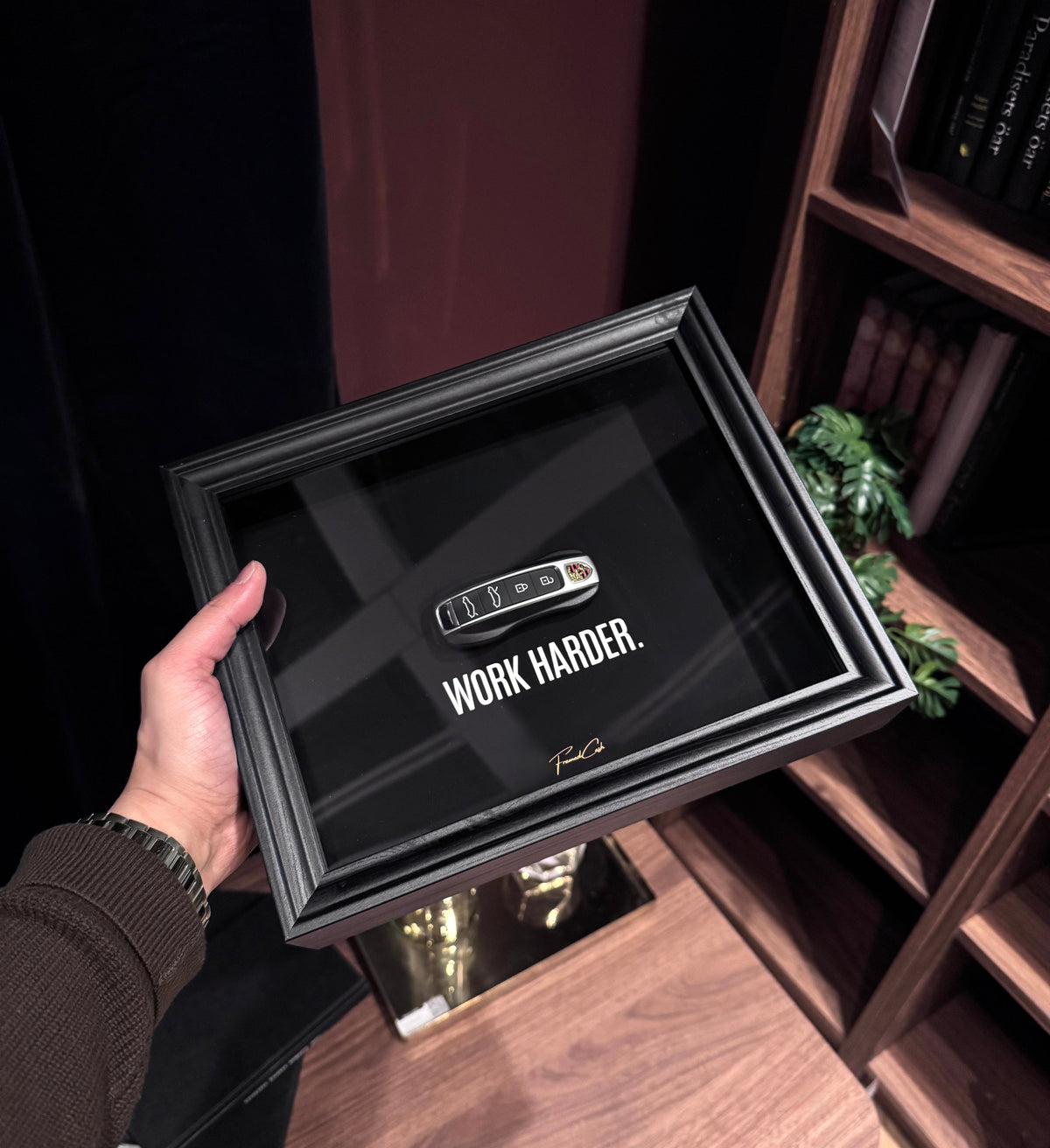 Porsche Key Framed - WORK HARDER Motivational Wall Art