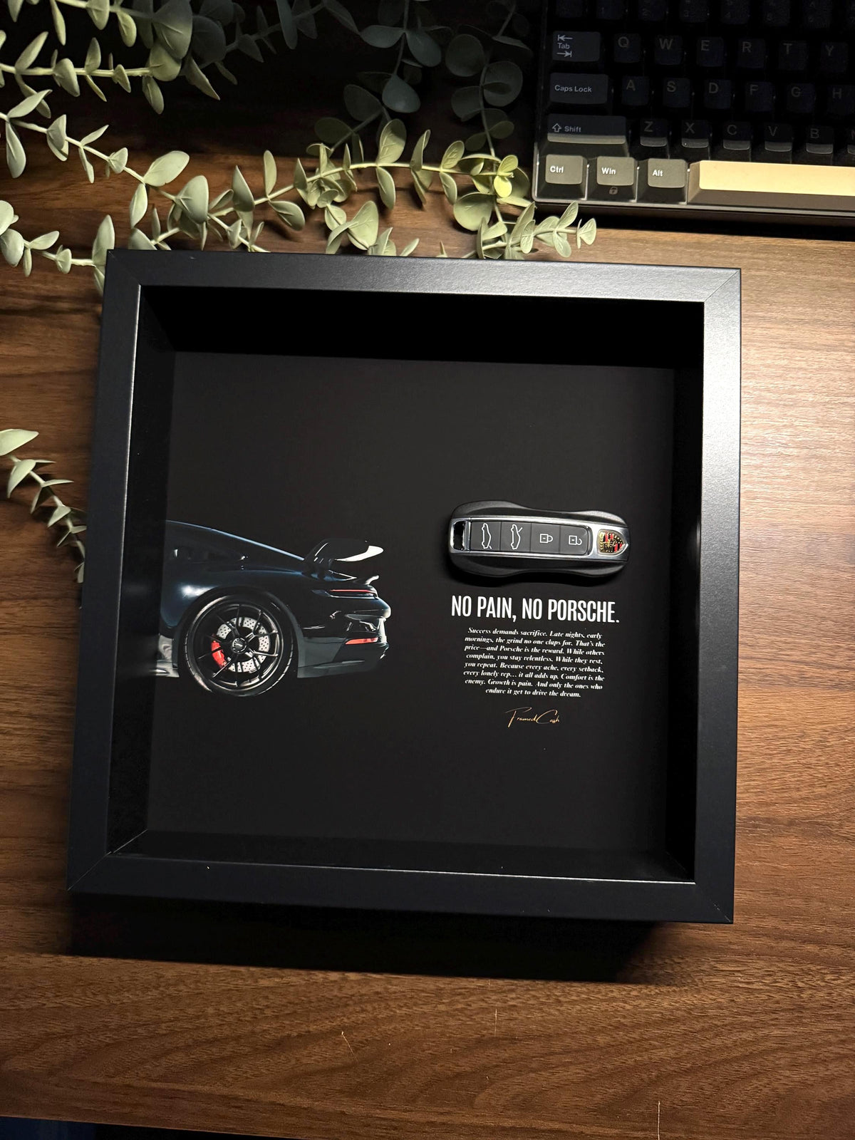 No Pain No Porsche Luxury Porsche Key Frame Wall Art